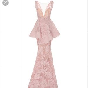 Marchesa Lace Peplum Gown